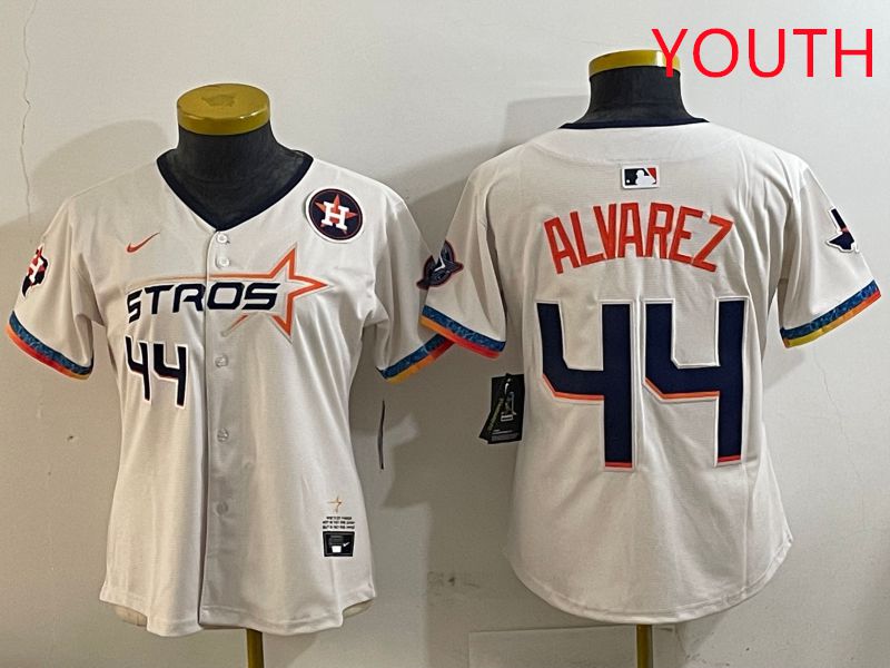 Youth Houston Astros #44 Alvarez Cream Fourth generation Joint Name Nike 2025 MLB Jersey style 5->youth mlb jersey->Youth Jersey